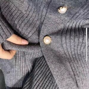 RIBBED Grey Cardigan